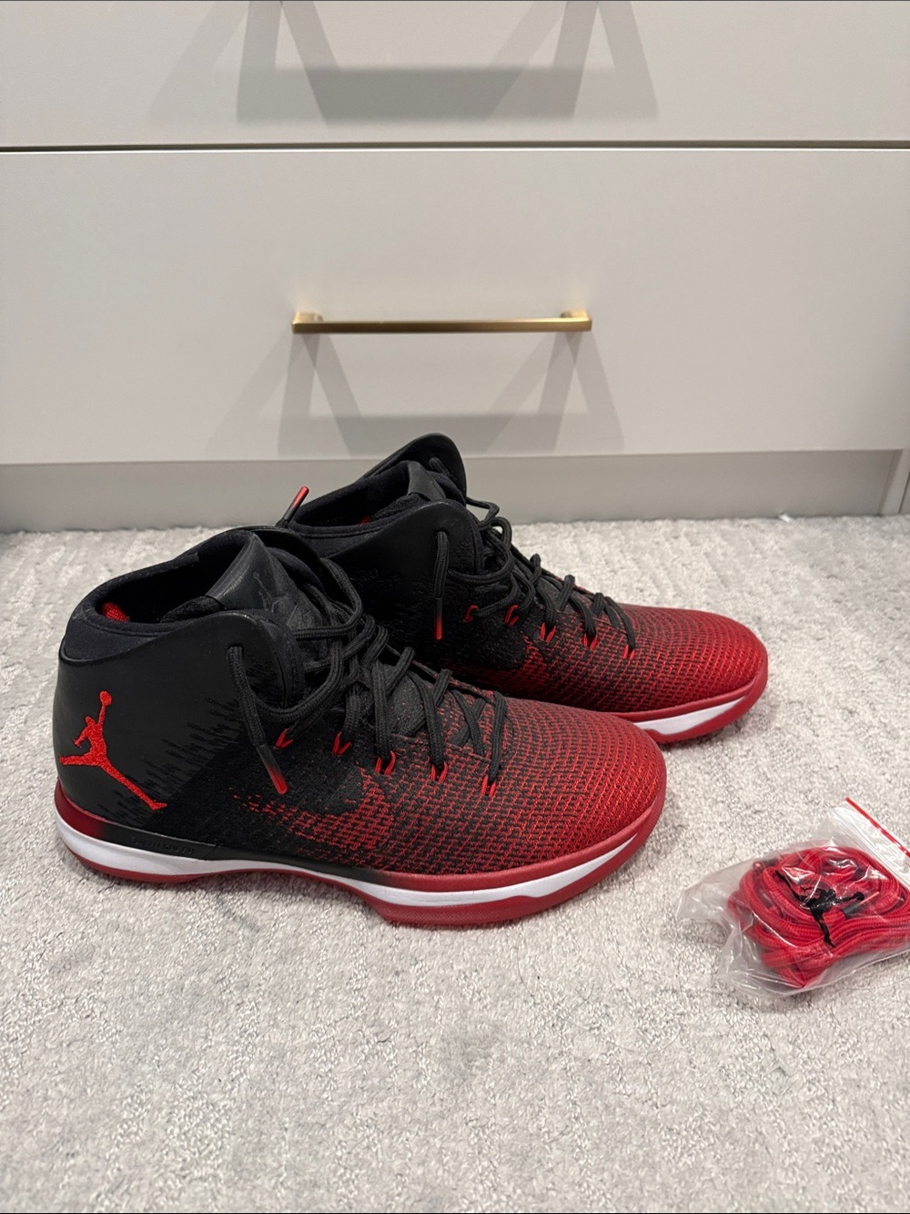 Jordan Men's Low-Top Basketball Shoes in Red and Black. Never worn, no box.